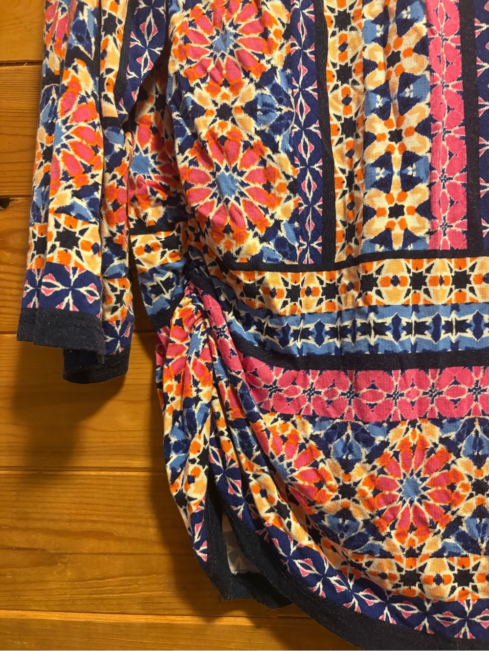 Ruby Rd. Navy Multi-Color Geometric Floral Long-Sleeve Top - Picture 2 of 4